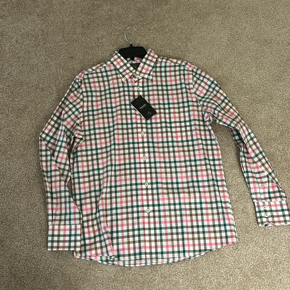 Brand new never been worn check oxford shirt, tags still on.